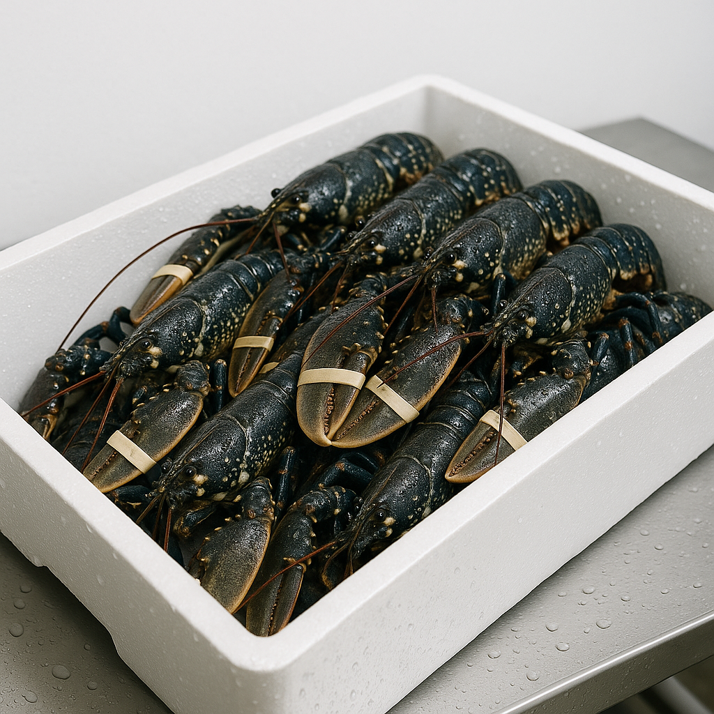 Fresh live Scottish lobsters ready to be shipped