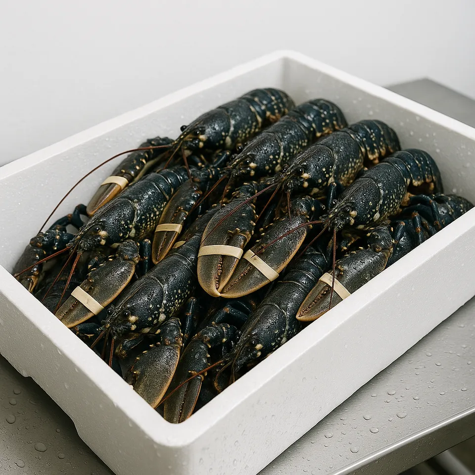 Fresh live Scottish lobsters ready to be shipped